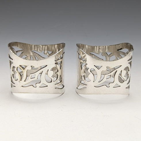 British Vintage Silver Plated Napkin Ring Pair